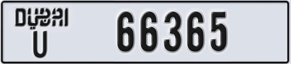 UAE License Plate Dubai U 66365