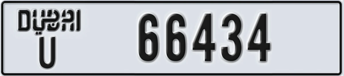 UAE License Plate Dubai U 66434