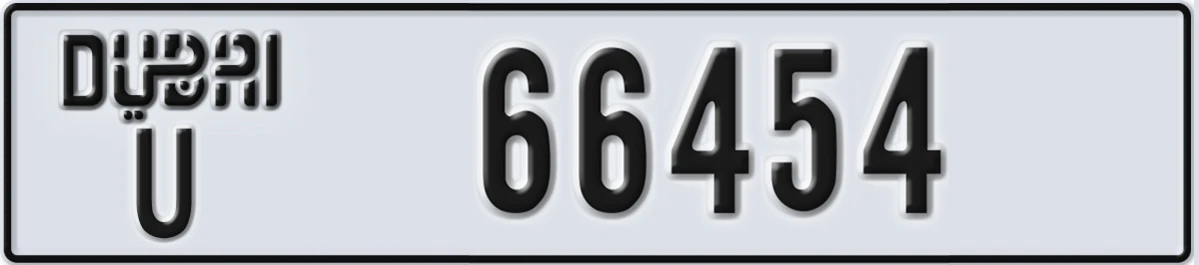 UAE License Plate Dubai U 66454