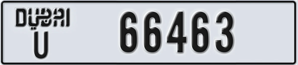UAE License Plate Dubai U 66463