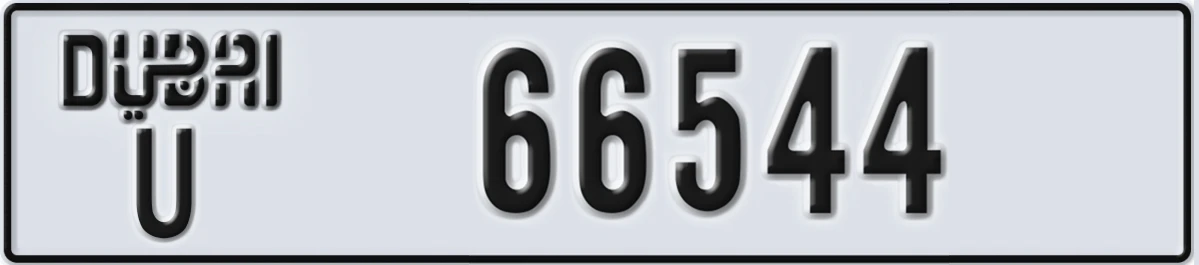 UAE License Plate Dubai U 66544
