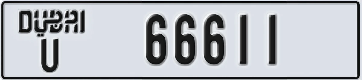 UAE License Plate Dubai U 66611