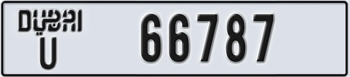 UAE License Plate Dubai U 66787