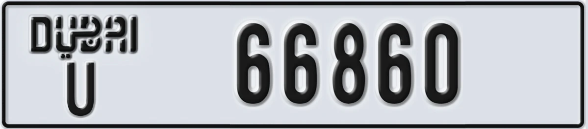 UAE License Plate Dubai U 66860