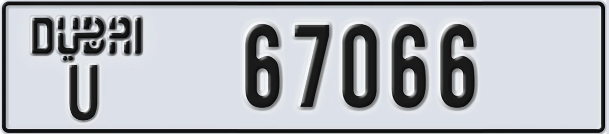 UAE License Plate Dubai U 67066