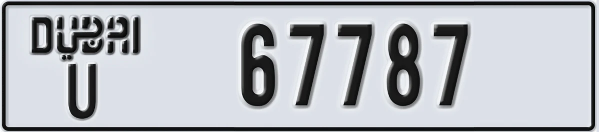 UAE License Plate Dubai U 67787