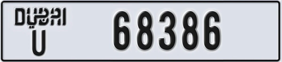 UAE License Plate Dubai U 68386