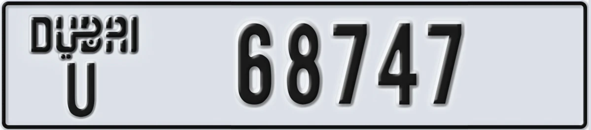 UAE License Plate Dubai U 68747