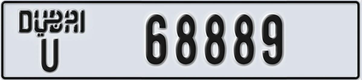 UAE License Plate Dubai U 68889