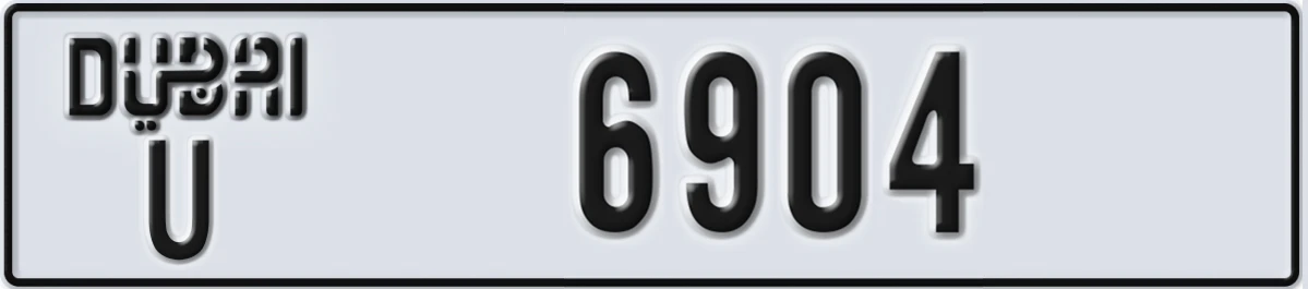 UAE License Plate Dubai U 6904