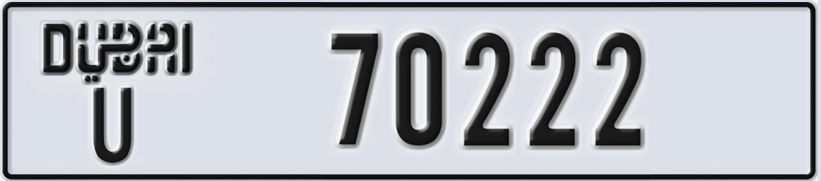 UAE License Plate Dubai U 70222