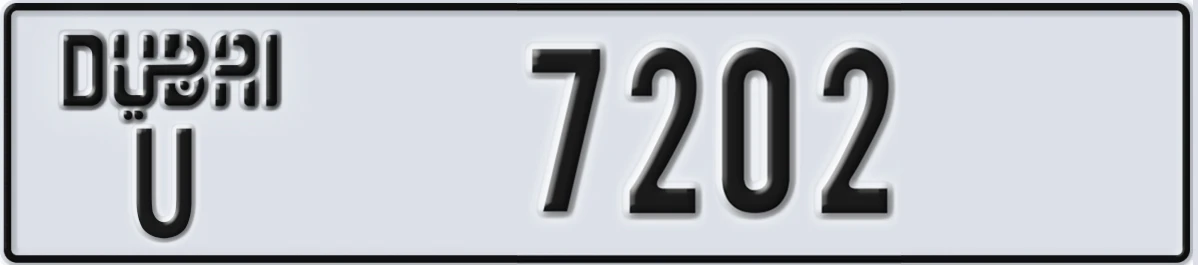UAE License Plate Dubai U 7202