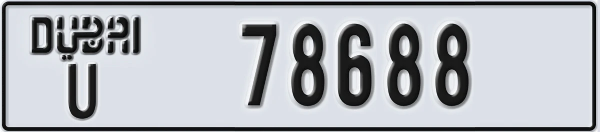 UAE License Plate Dubai U 78688