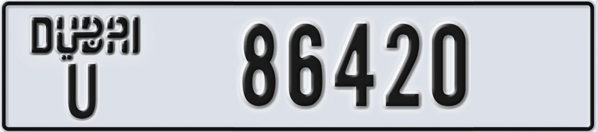 UAE License Plate Dubai U 86420