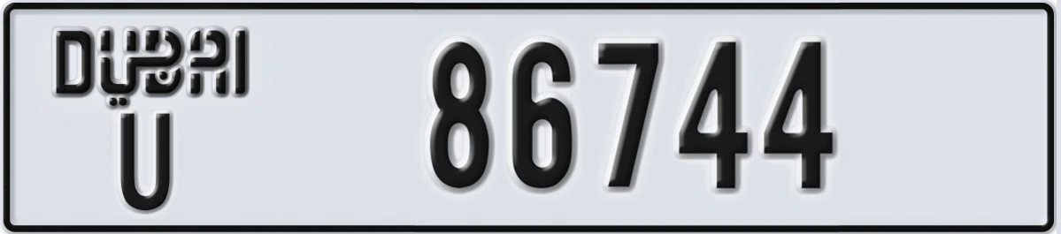 UAE License Plate Dubai U 86744