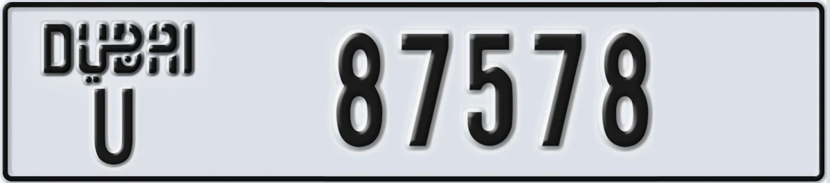 UAE License Plate Dubai U 87578