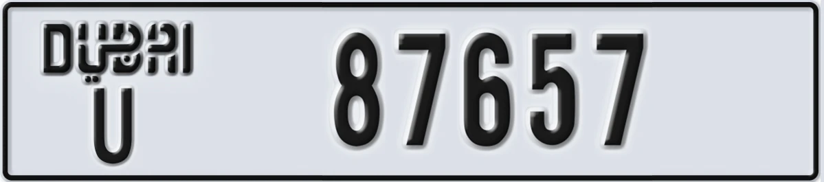 UAE License Plate Dubai U 87657