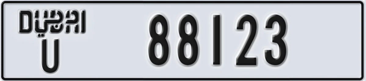 UAE License Plate Dubai U 88123