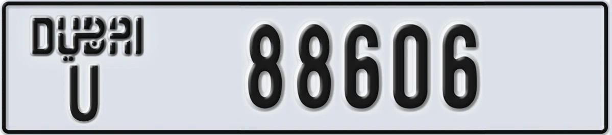 UAE License Plate Dubai U 88606