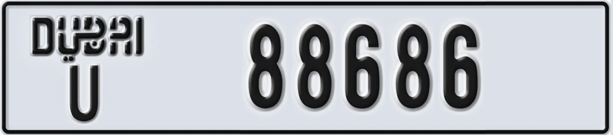 UAE License Plate Dubai U 88686