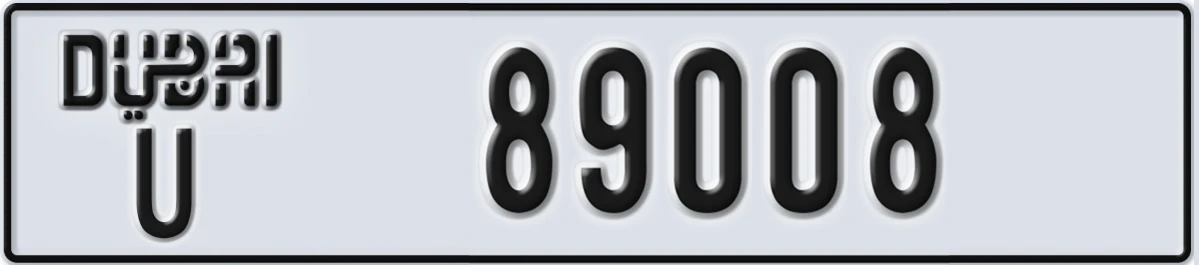 UAE License Plate Dubai U 89008
