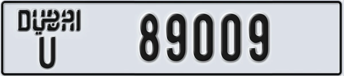 UAE License Plate Dubai U 89009