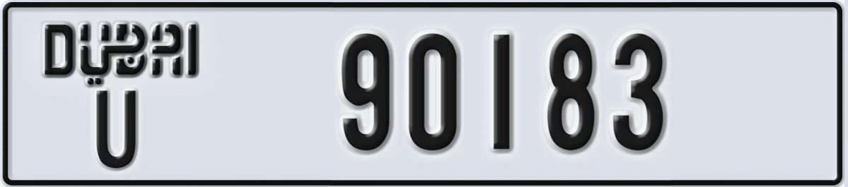 UAE License Plate Dubai U 90183