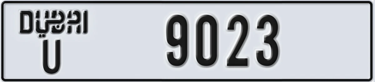 UAE License Plate Dubai U 9023