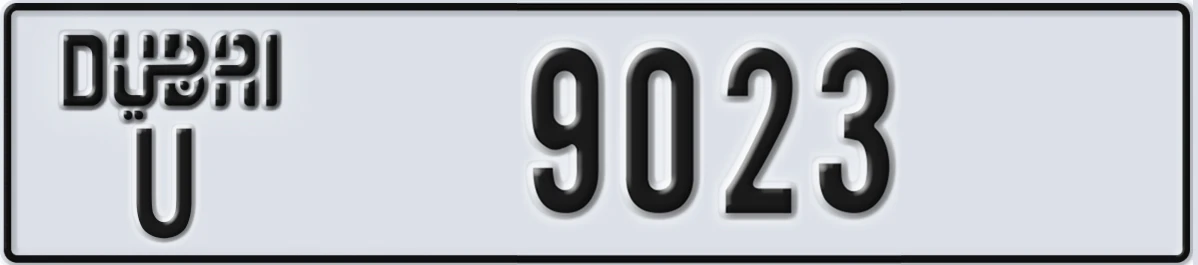 UAE License Plate Dubai U 9023