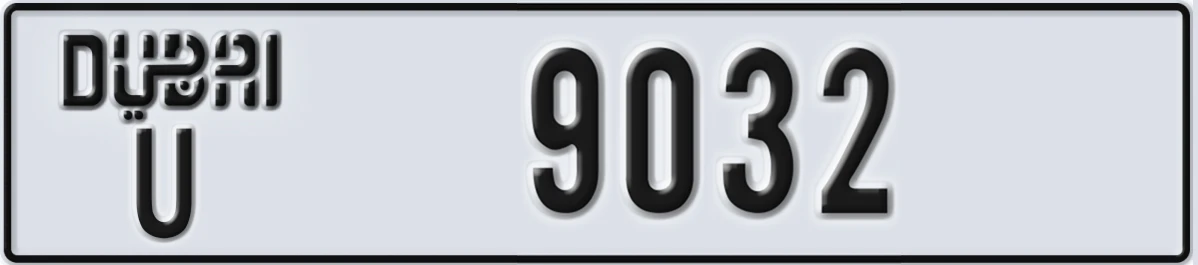 UAE License Plate Dubai U 9032