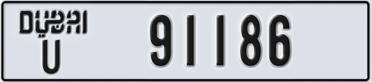 UAE License Plate Dubai U 91186
