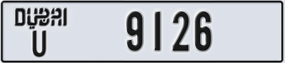 UAE License Plate Dubai U 9126