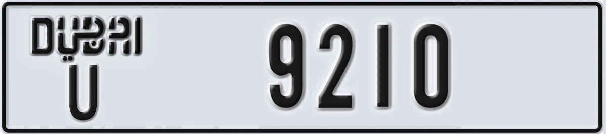 UAE License Plate Dubai U 9210