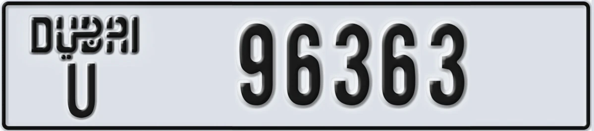 UAE License Plate Dubai U 96363