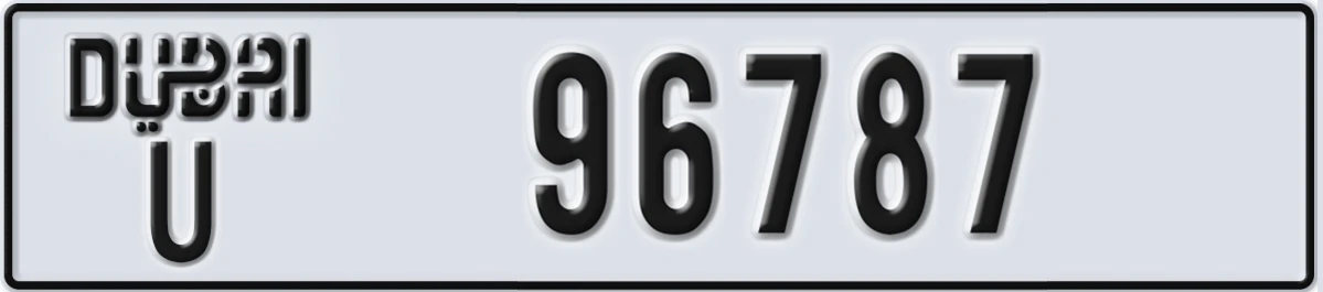UAE License Plate Dubai U 96787