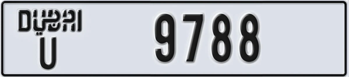UAE License Plate Dubai U 9788