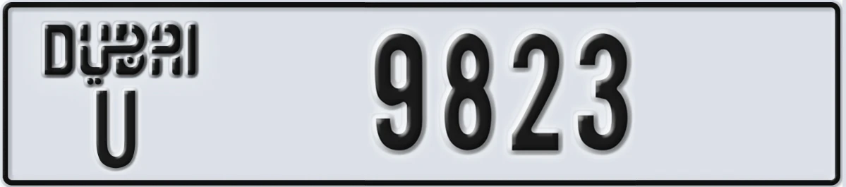 UAE License Plate Dubai U 9823