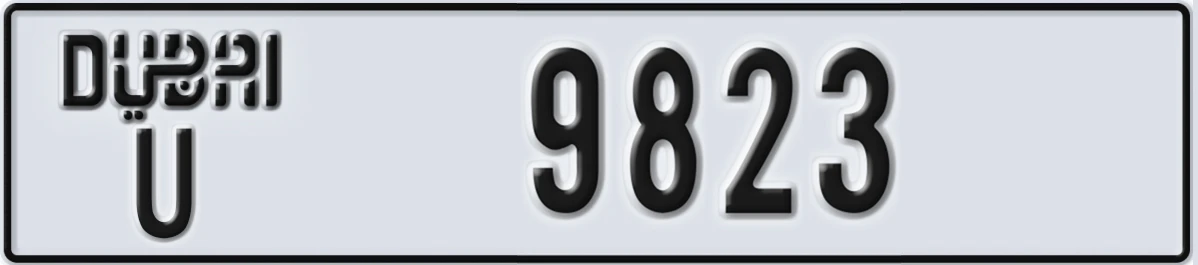 UAE License Plate Dubai U 9823