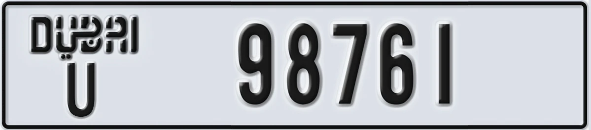 UAE License Plate Dubai U 98761