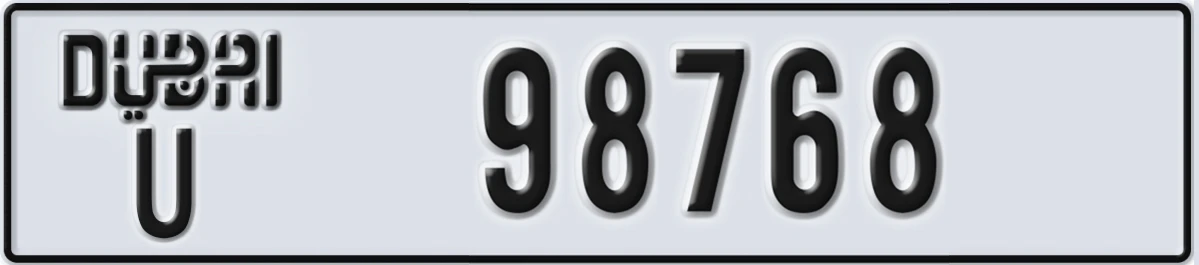 UAE License Plate Dubai U 98768