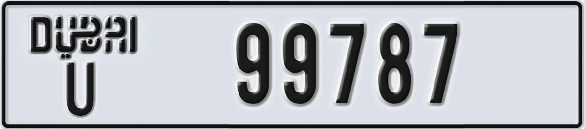 UAE License Plate Dubai U 99787