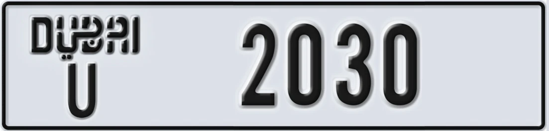 UAE License Plate Dubai U X2030