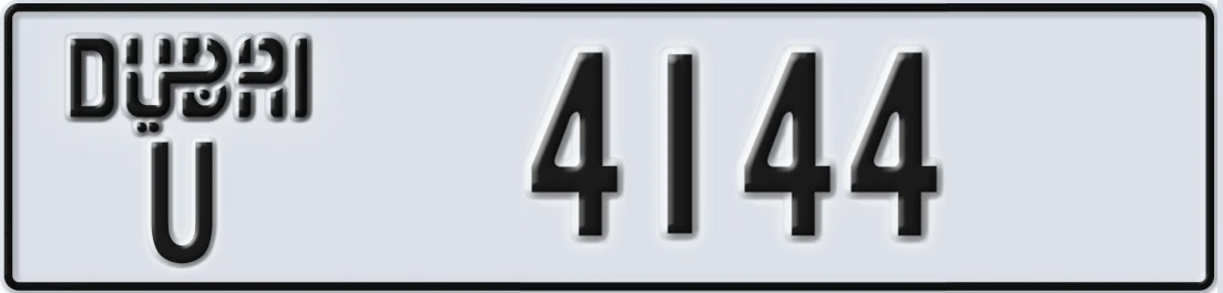 UAE License Plate Dubai U X4144