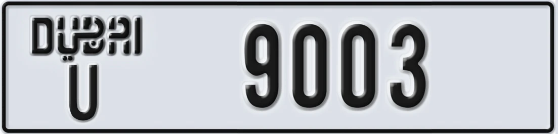 UAE License Plate Dubai U X9003
