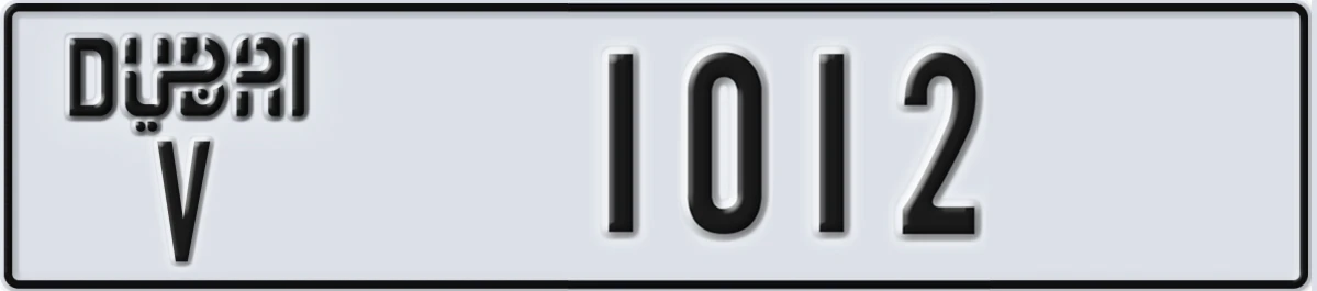 UAE License Plate Dubai V 1012