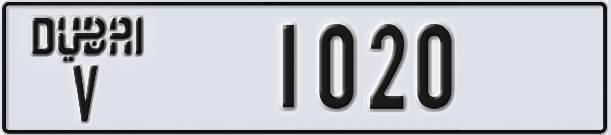 UAE License Plate Dubai V 1020