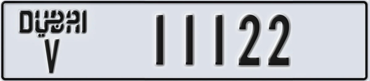 UAE License Plate Dubai V 11122