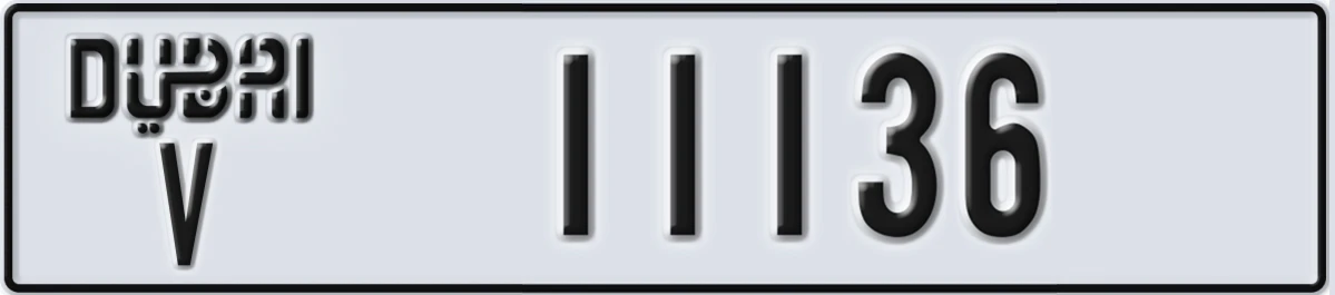 UAE License Plate Dubai V 11136