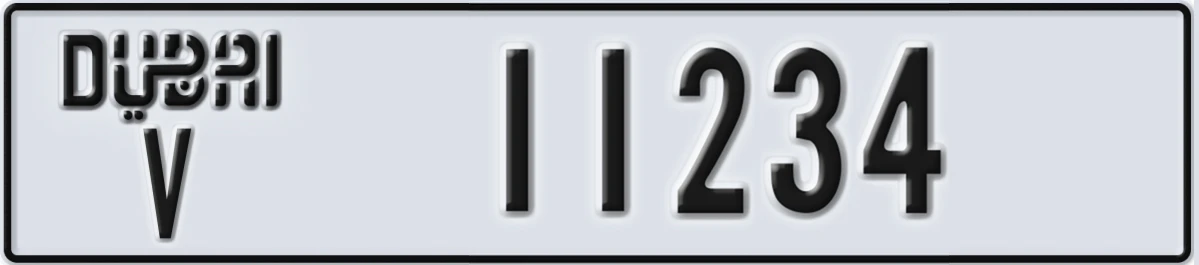 UAE License Plate Dubai V 11234