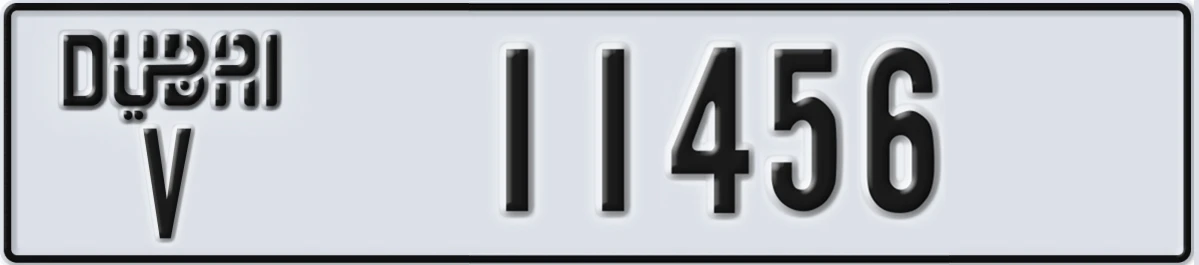 UAE License Plate Dubai V 11456